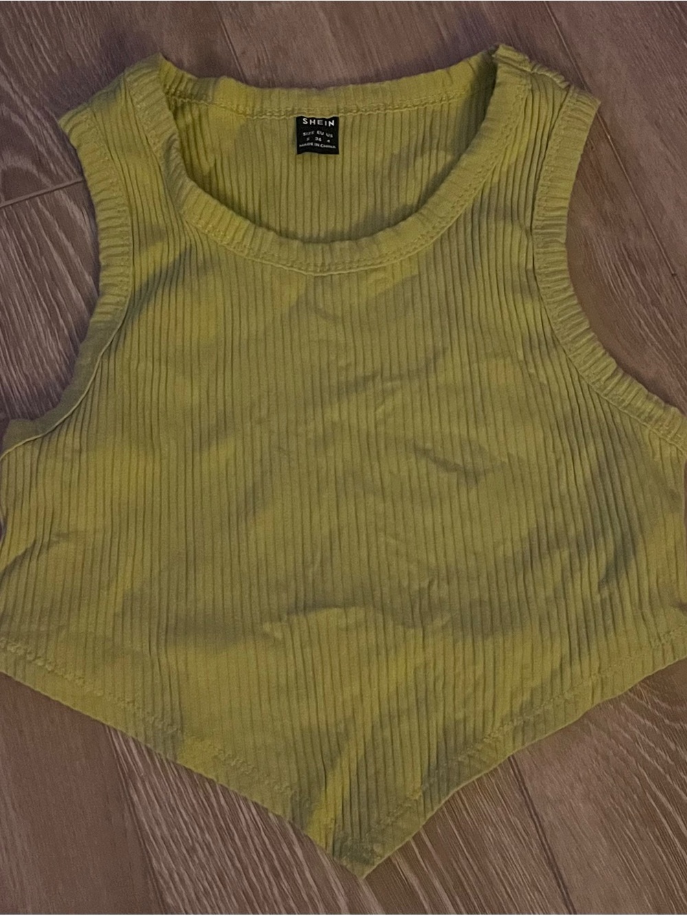 Green size small crop tank top